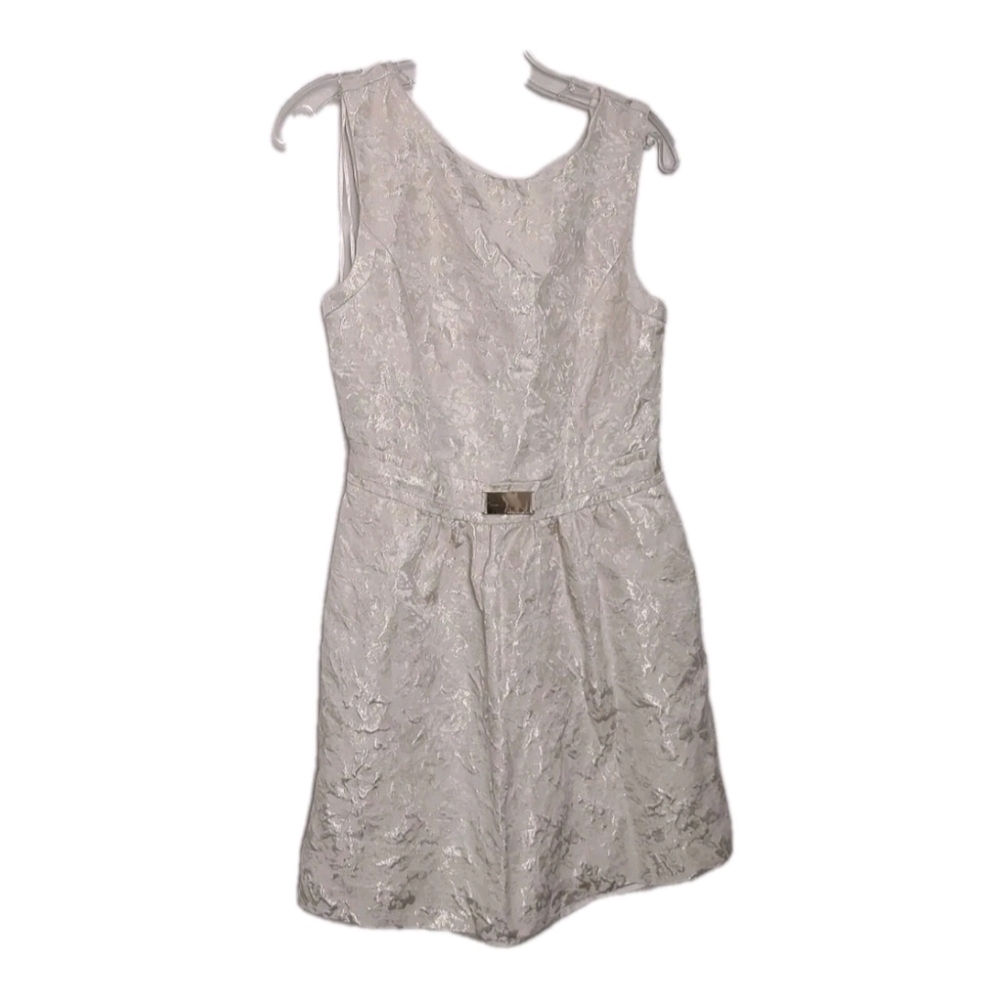 Jennifer Lopez Cream Sheath Mini Dress Pockets V-neck Sleeveless Size 10